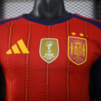 Selección Española de Fútbol – Primera equipación / Local de manga larga con parche de Campeones del Mundo (Temporada 2024/2025) 🇪🇸⭐⚽