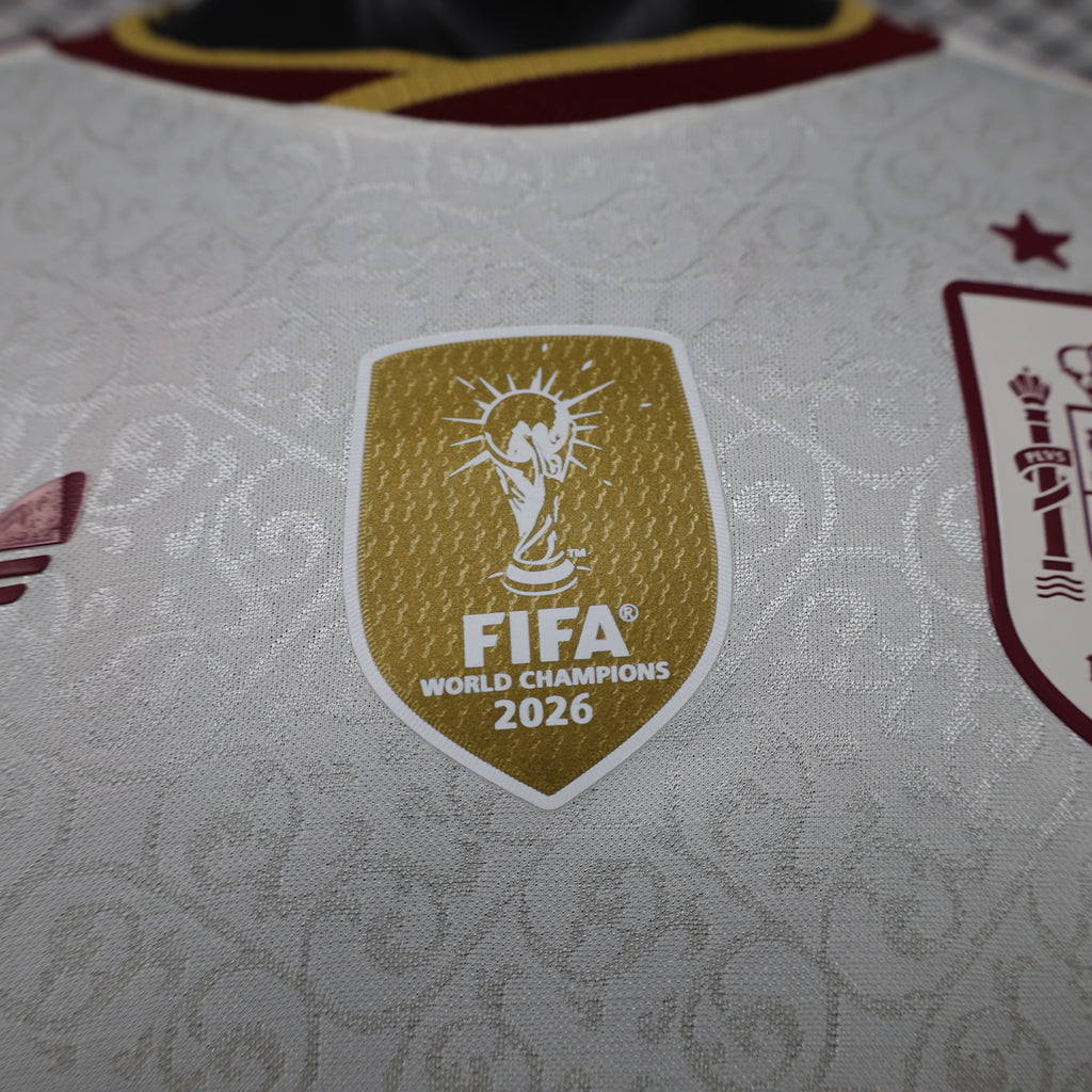 Selección Española de Fútbol – Segunda equipación / Visitante de manga larga con parche de Campeones del Mundo (Temporada 2024/2025) 🇪🇸⭐⚽
